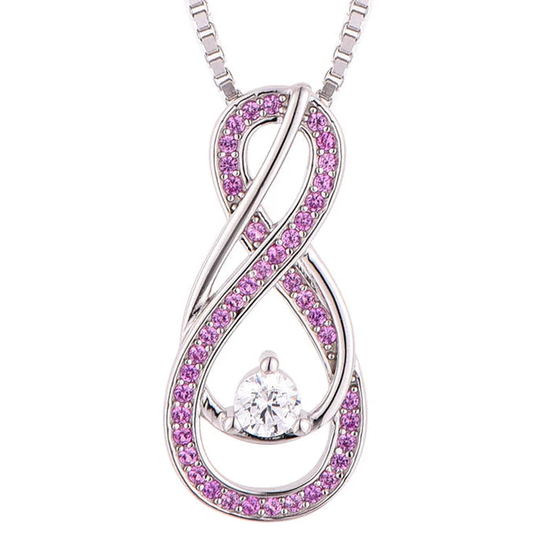Pink Tourmaline Necklace with Infinity Design in 925 Sterling Silver