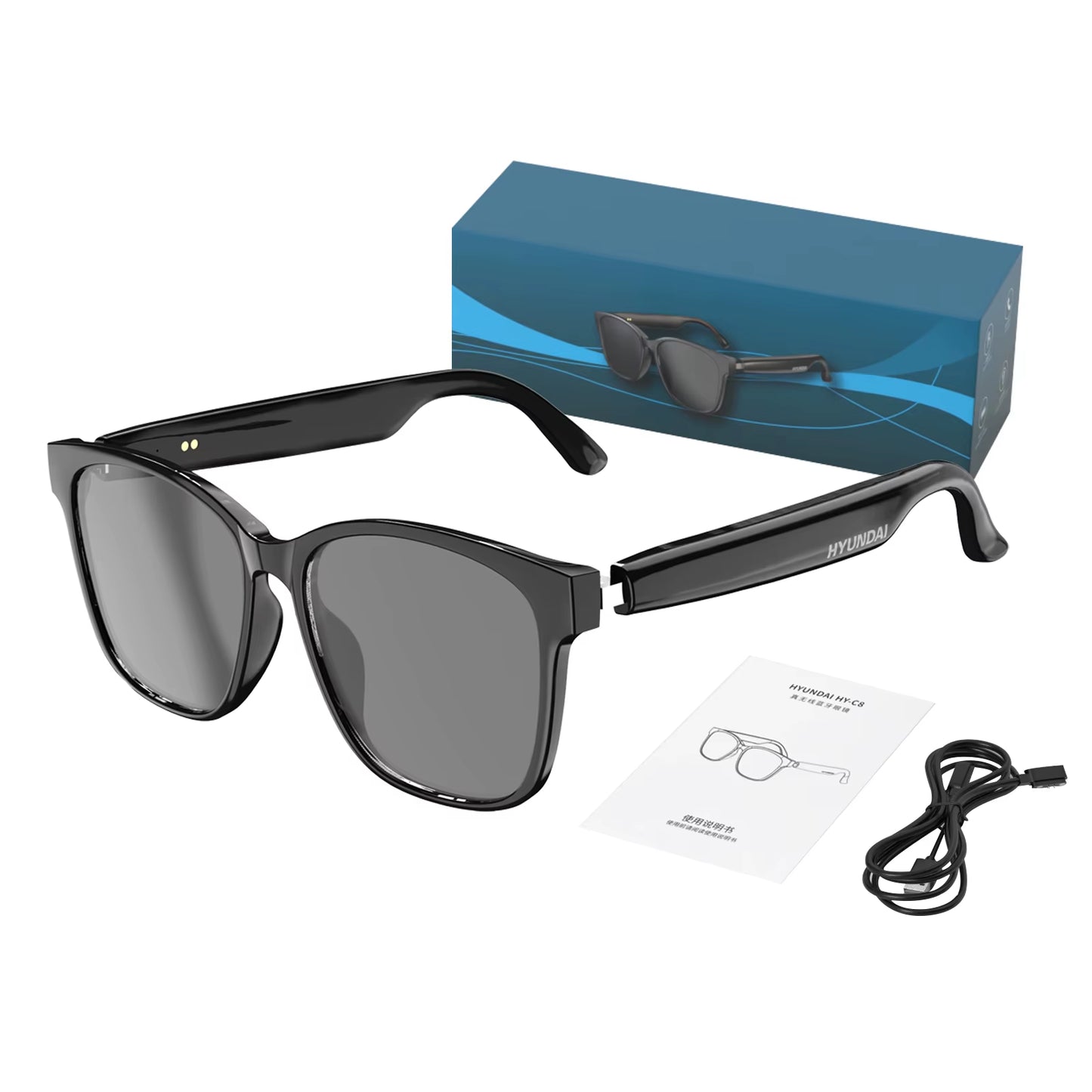 HY-C8 Smart Glasses AI Language Translation Chat Intelligent Bluetooth Glasses Wireless Headphone Real-Time Smart Sunglasses